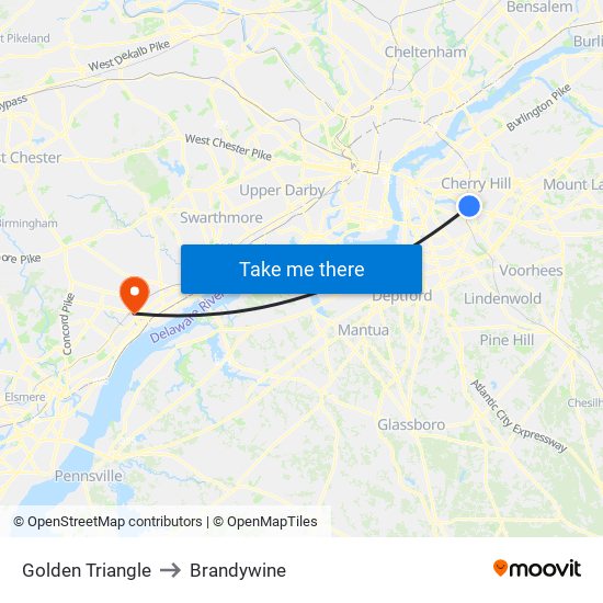 Golden Triangle to Brandywine map