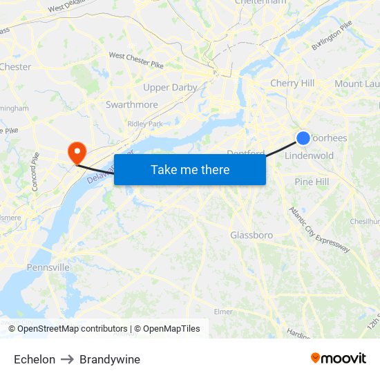 Echelon to Brandywine map