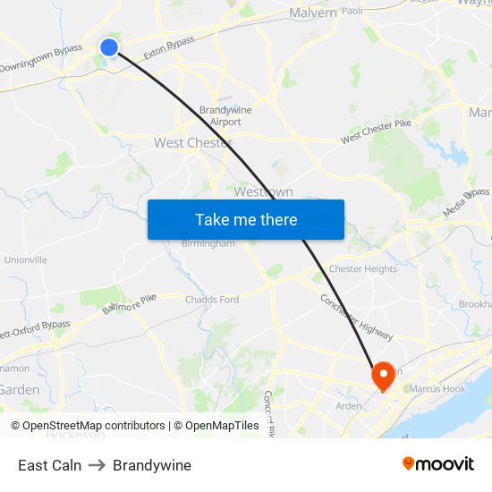 East Caln to Brandywine map