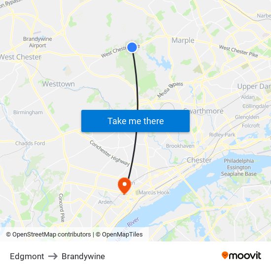 Edgmont to Brandywine map