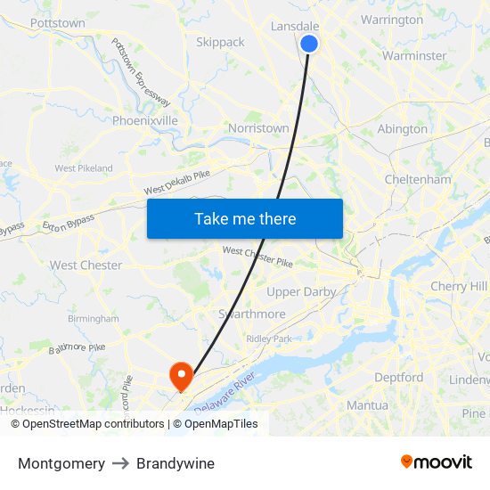 Montgomery to Brandywine map