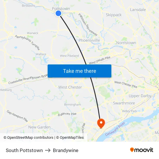South Pottstown to Brandywine map