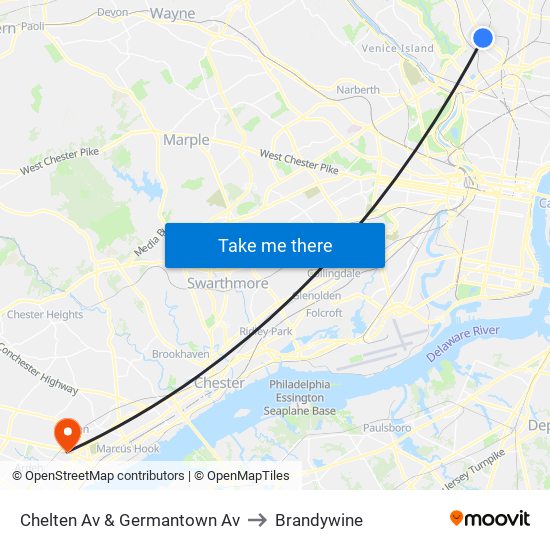 Chelten Av & Germantown Av to Brandywine map