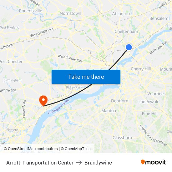 Arrott Transportation Center to Brandywine map