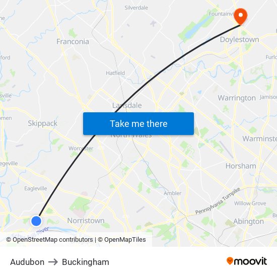 Audubon to Buckingham map