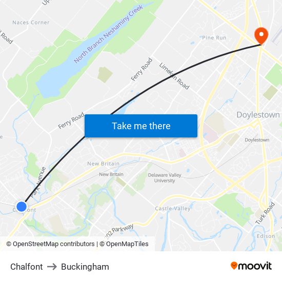 Chalfont to Buckingham map