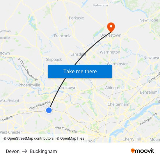 Devon to Buckingham map