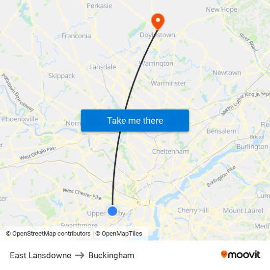 East Lansdowne to Buckingham map