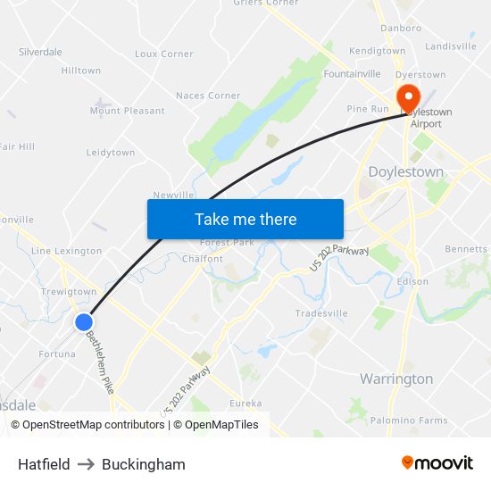 Hatfield to Buckingham map