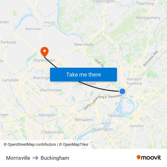 Morrisville to Buckingham map