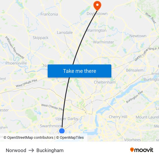 Norwood to Buckingham map