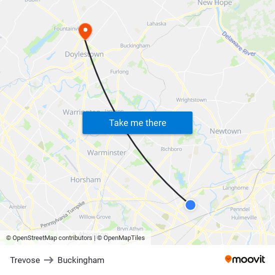 Trevose to Buckingham map