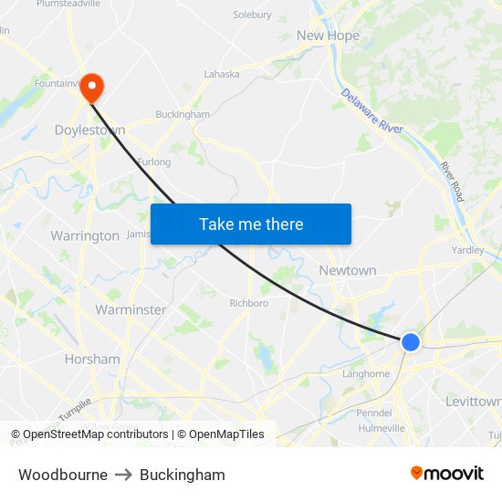 Woodbourne to Buckingham map