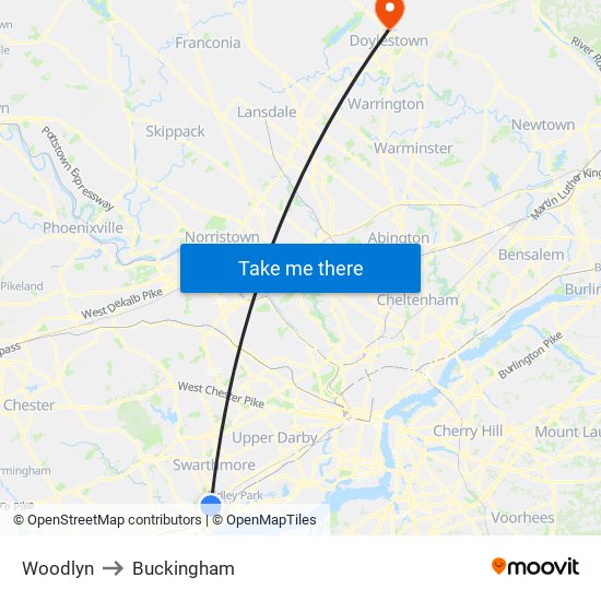 Woodlyn to Buckingham map