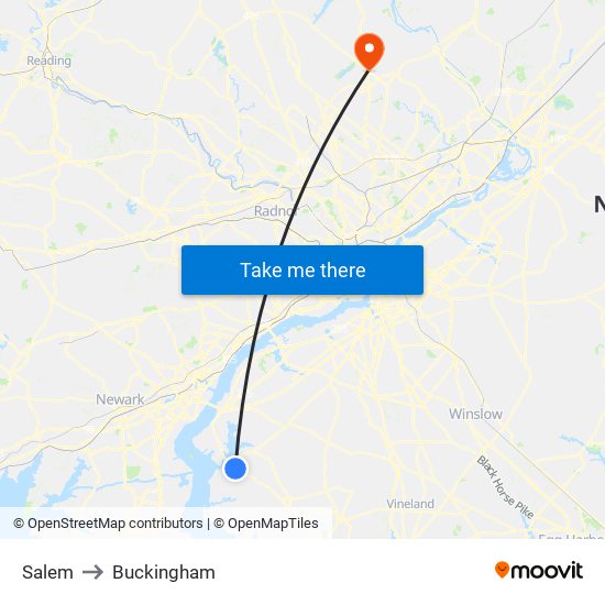 Salem to Buckingham map