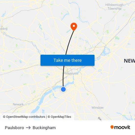 Paulsboro to Buckingham map