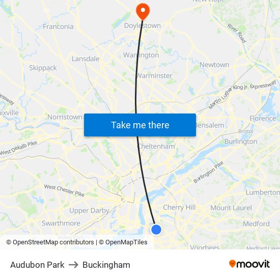 Audubon Park to Buckingham map