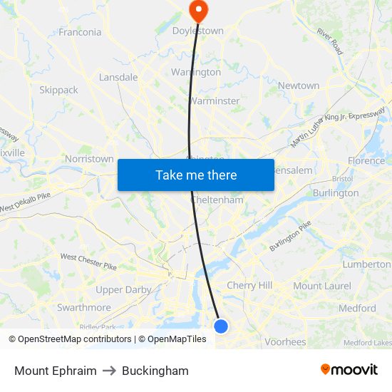 Mount Ephraim to Buckingham map