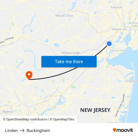 Linden to Buckingham map