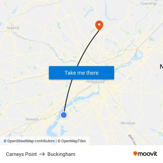 Carneys Point to Buckingham map