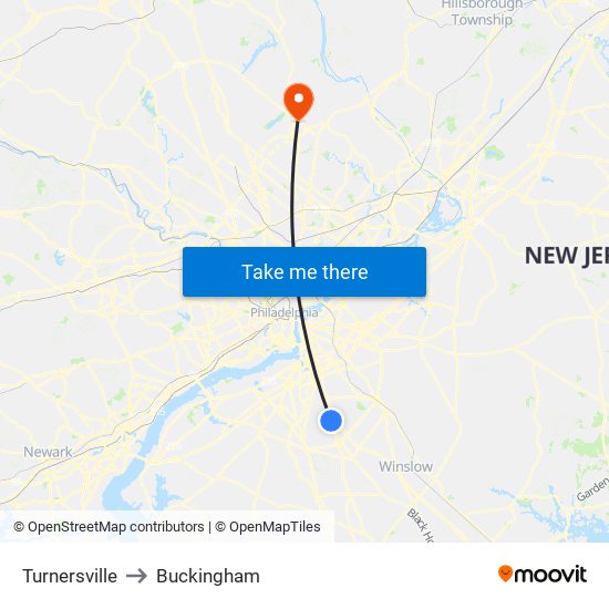 Turnersville to Buckingham map