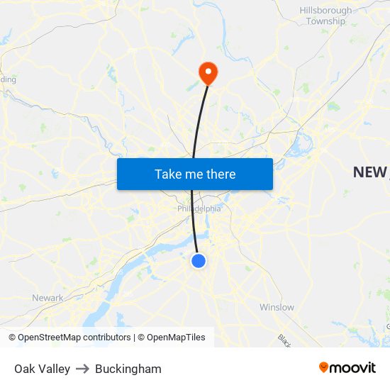 Oak Valley to Buckingham map