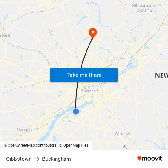Gibbstown to Buckingham map