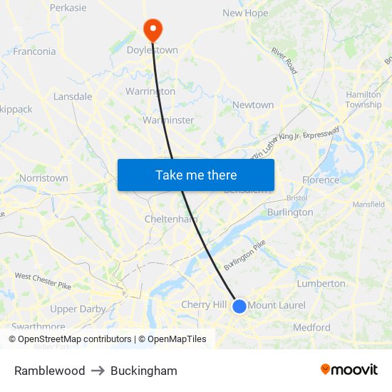 Ramblewood to Buckingham map