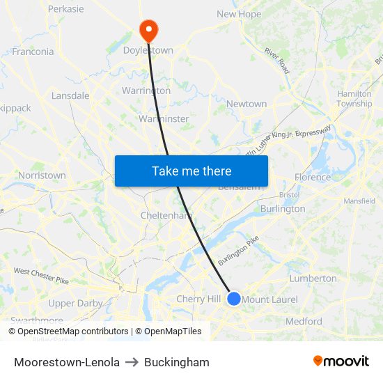 Moorestown-Lenola to Buckingham map
