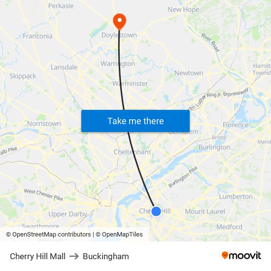Cherry Hill Mall to Buckingham map