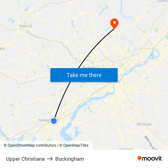Upper Christiana to Buckingham map
