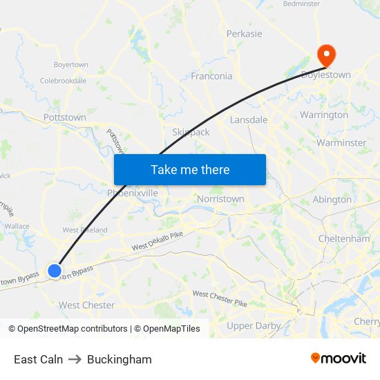 East Caln to Buckingham map