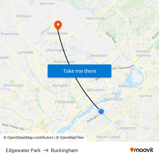 Edgewater Park to Buckingham map