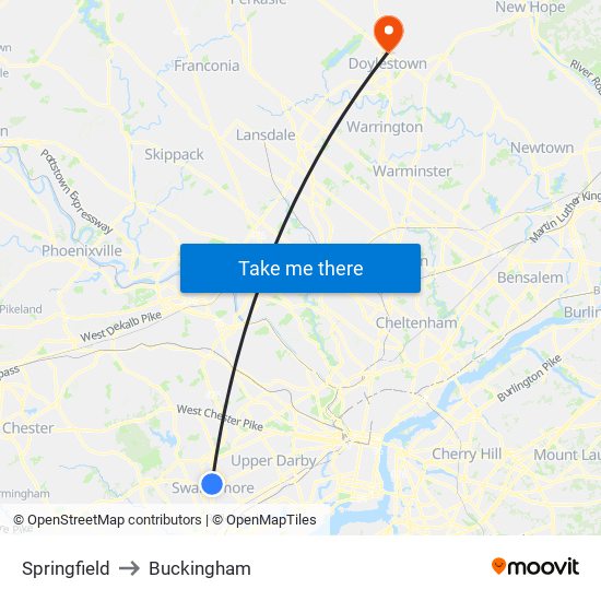 Springfield to Buckingham map