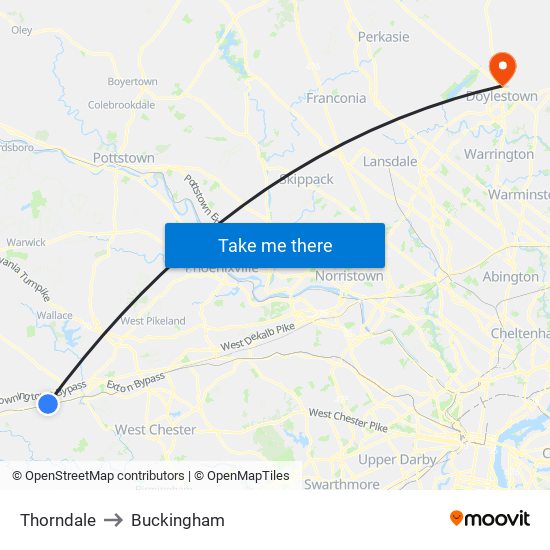 Thorndale to Buckingham map