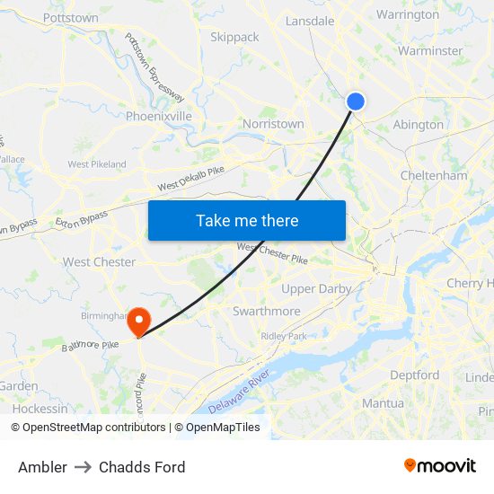 Ambler to Chadds Ford map