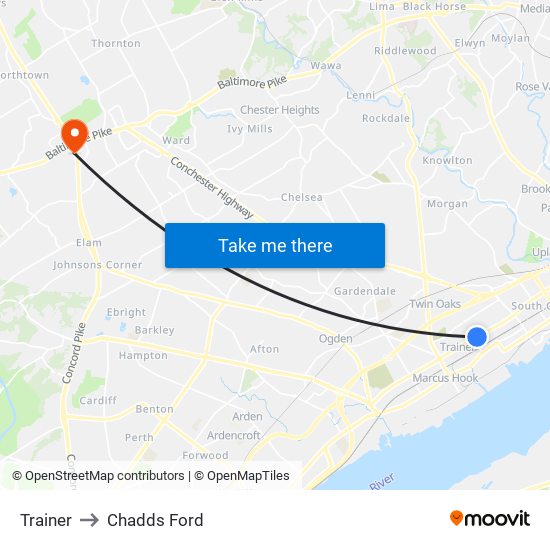 Trainer to Chadds Ford map