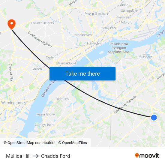 Mullica Hill to Chadds Ford map