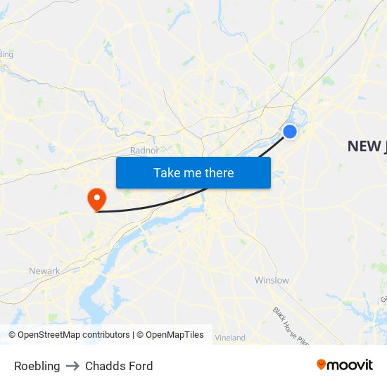 Roebling to Chadds Ford map