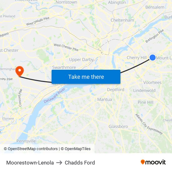 Moorestown-Lenola to Chadds Ford map