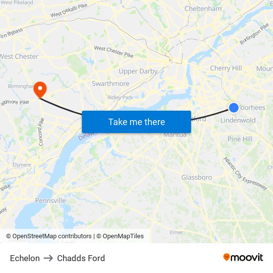 Echelon to Chadds Ford map