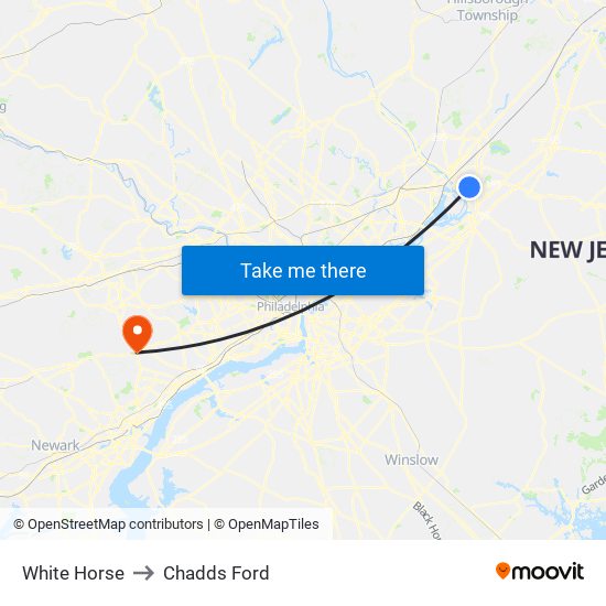 White Horse to Chadds Ford map
