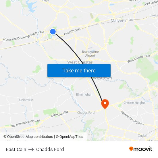 East Caln to Chadds Ford map