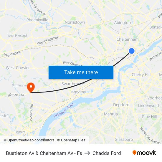 Bustleton Av & Cheltenham Av - Fs to Chadds Ford map