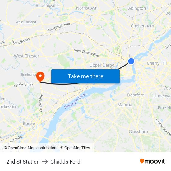 2nd St Station to Chadds Ford map