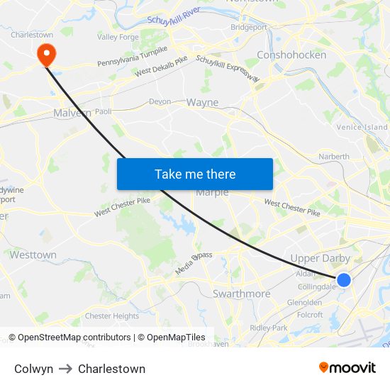 Colwyn to Charlestown map