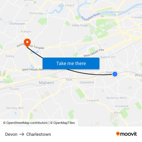 Devon to Charlestown map