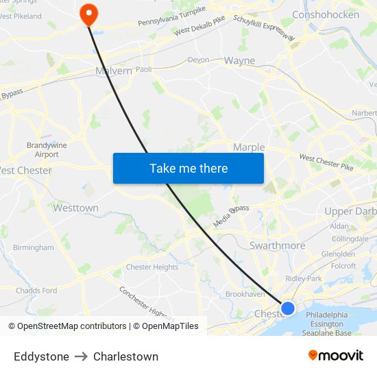 Eddystone to Charlestown map