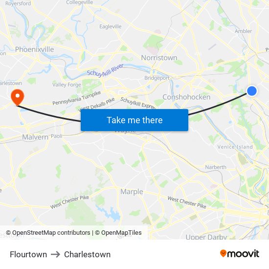 Flourtown to Charlestown map