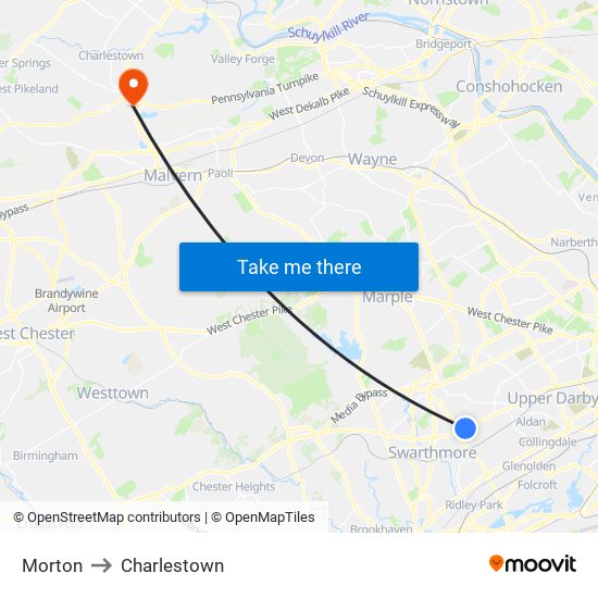 Morton to Charlestown map